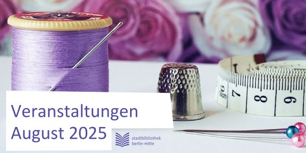 Schriftbild Veranstaltungen Juli mit Lametta-Schnipseln im Hintergrund 