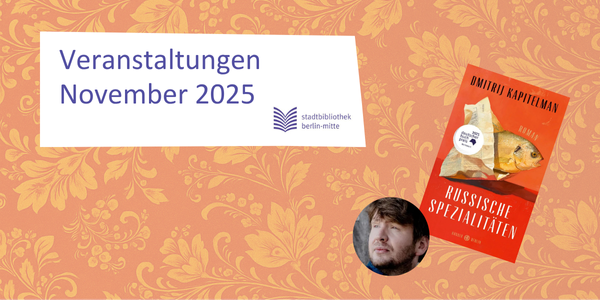 Schriftbild Veranstaltungen November auf orangenem Hintergrund