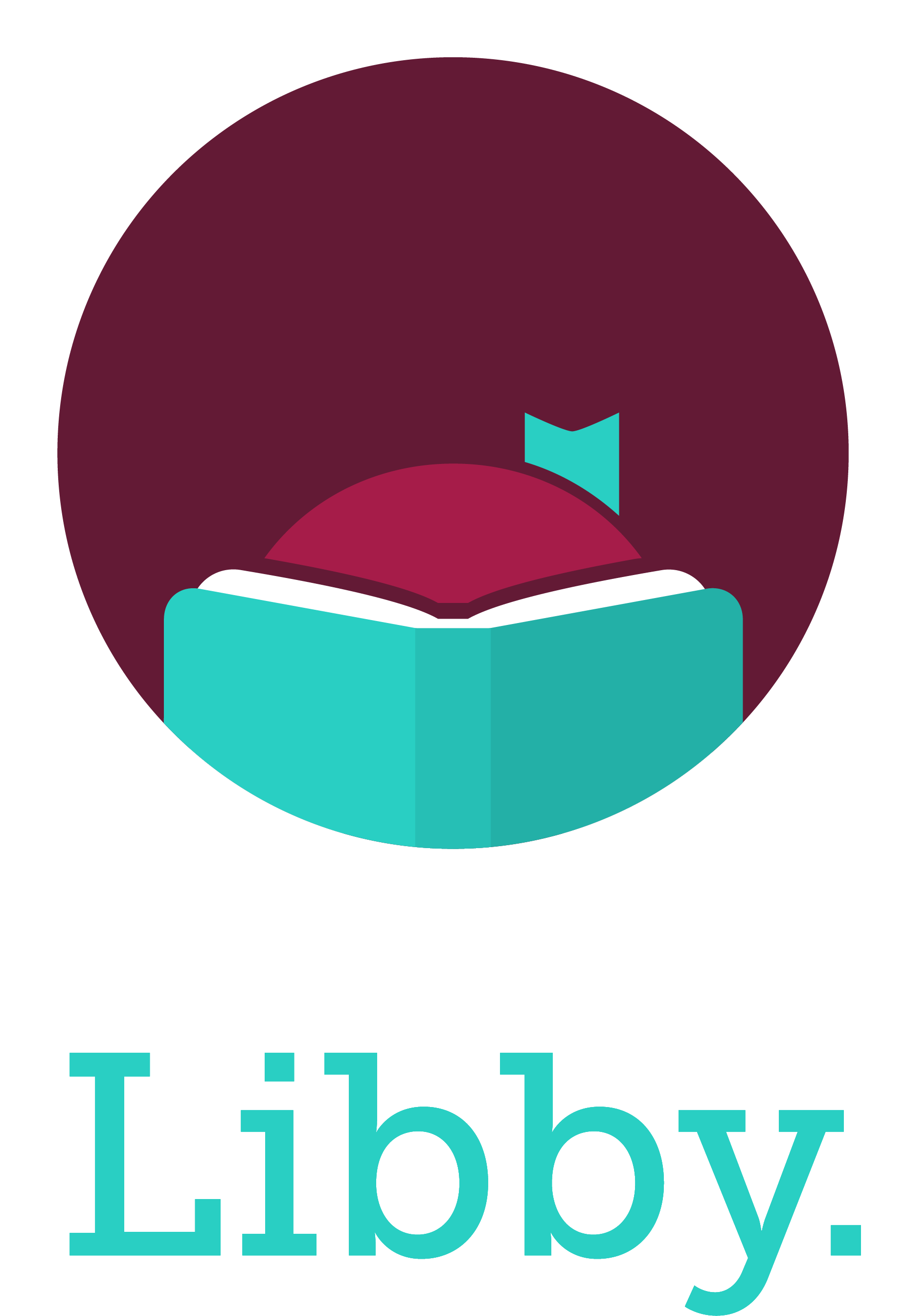 Logo von der App Libby, das den Kopf eines Mädchens vor einem Buch zeigt