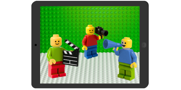 Ein Stop-Motion-Film Setting mit Lego-Figuren.