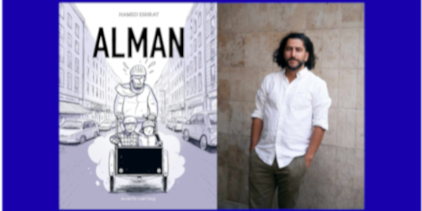 links Cover des Comics Alman, rechts das Portrait des Autors.