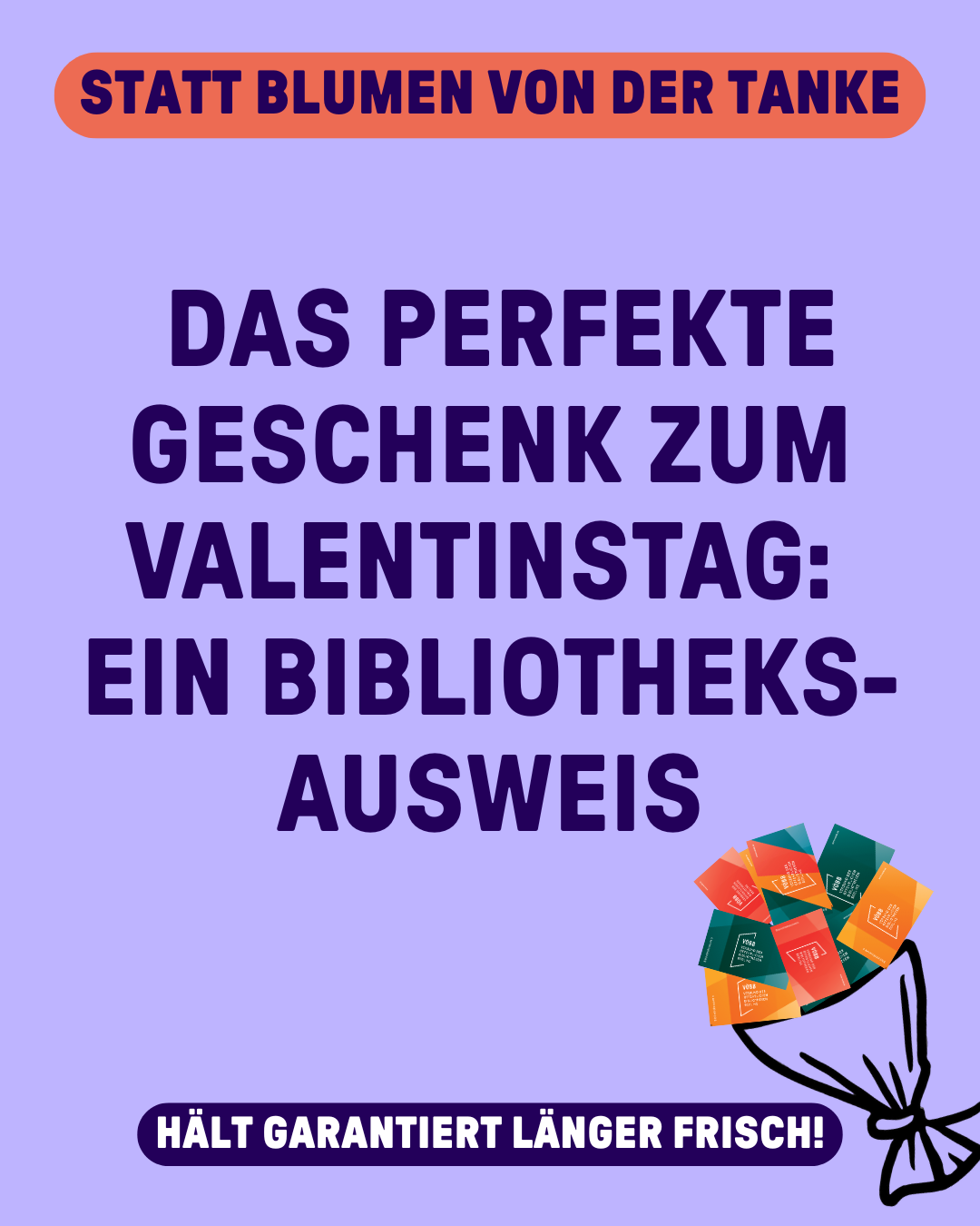 Violette Kachel mit einem Strauß aus Ausweisen